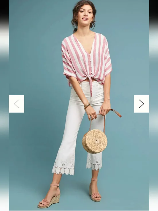 NWT Anthropologie Pilcro High-Rise Cropped Flare White Jeans - Size 29 - Picture 1 of 10